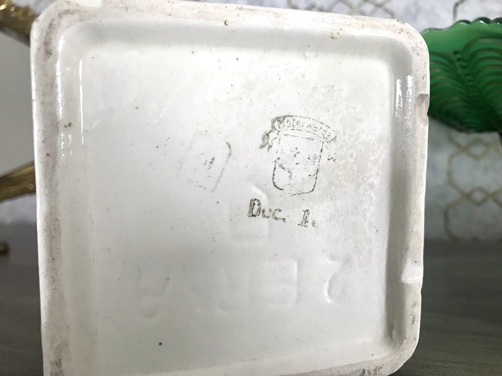 Antik Jugendstil Vorratsgefäß Nudeln Gefäß Vorratsdose weiß Porzellan creme blau