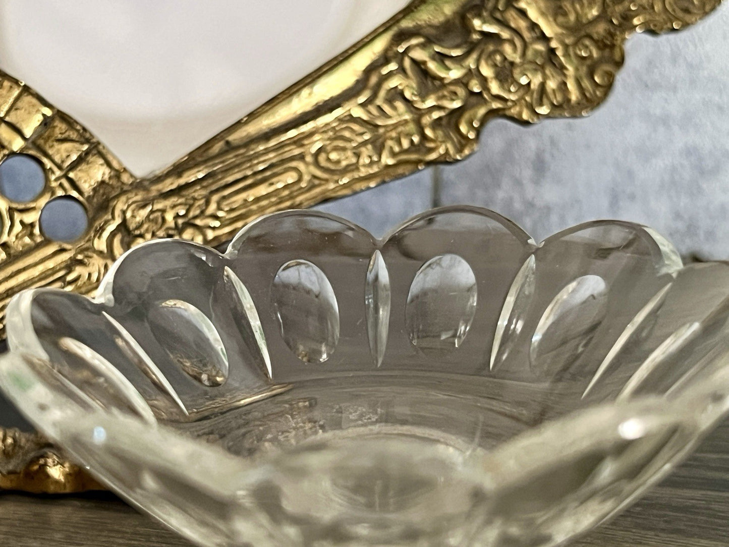Antik Biedermeier kleine Fußschale Schale Glasschale um 1850 Oliven