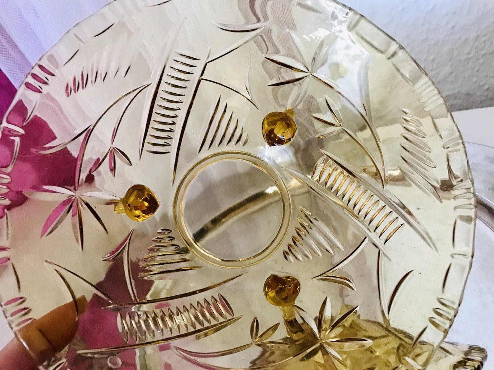 Antik gelb Art Déco 1 kleine Schale Pressglas Glasschale 3füßig So Schön!