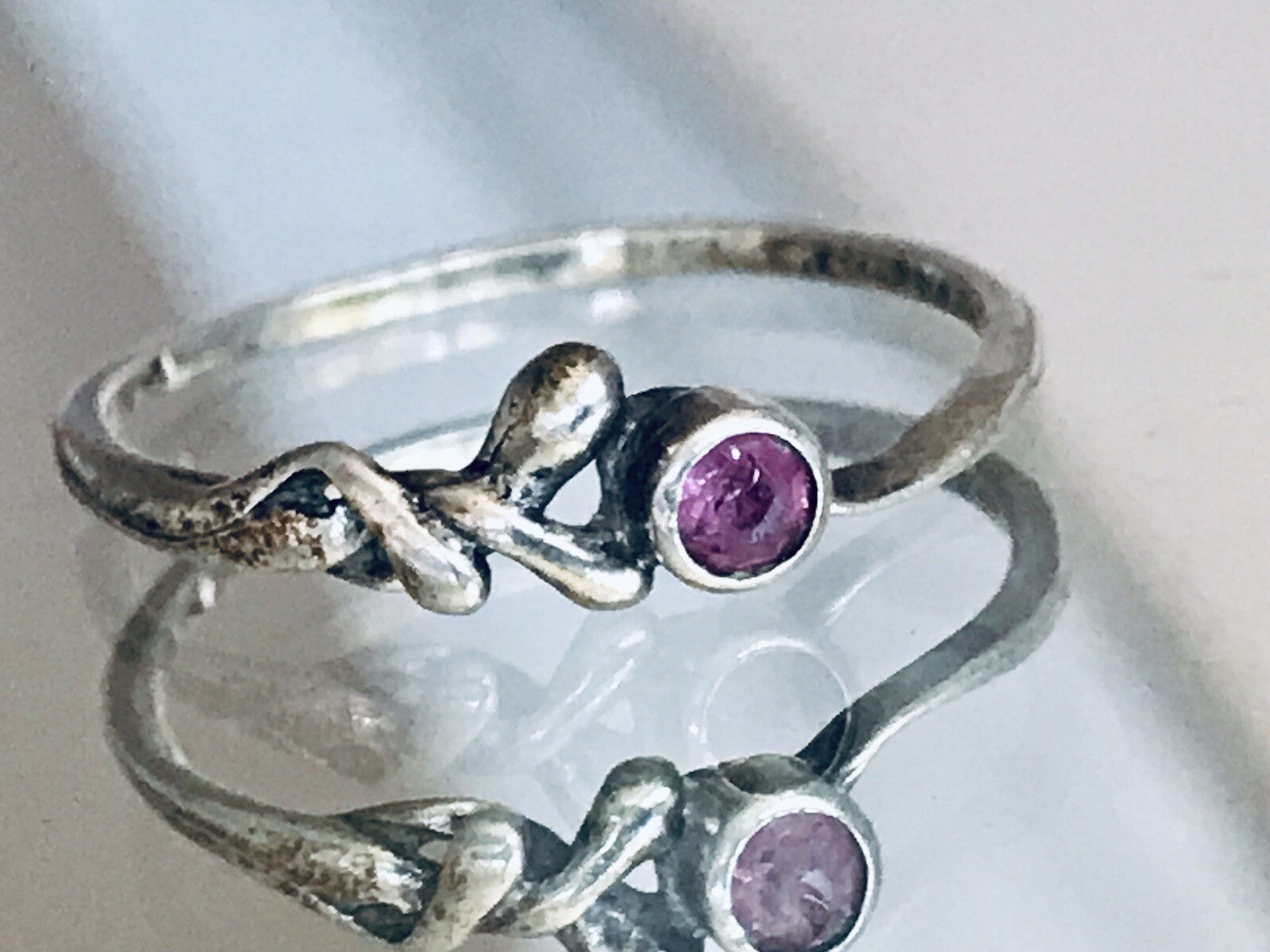 Antik? Vintage Damen filigran Ring lila Stein Silber 835 Gr.56 17,8