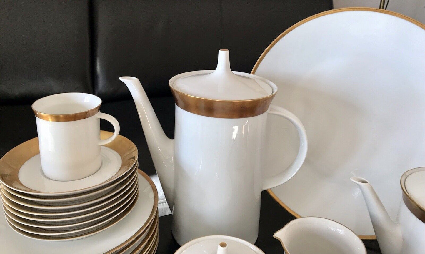 Vintage 60er Rosenthal Porzellan Kaffeeservice weiß gold Kurfürstendamm Studio