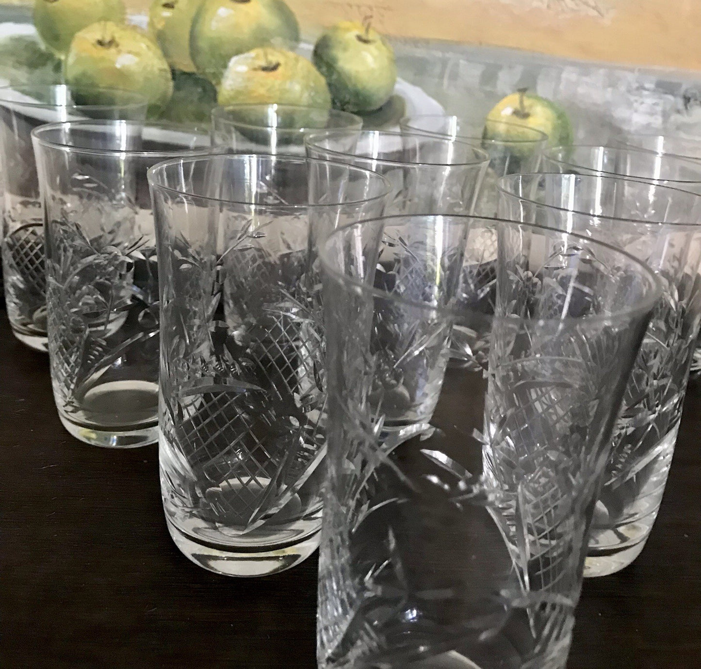 Antik Art Déco EDEL 10 Wassergläser Gläser  Becher Glas Kristallglas geschliffen