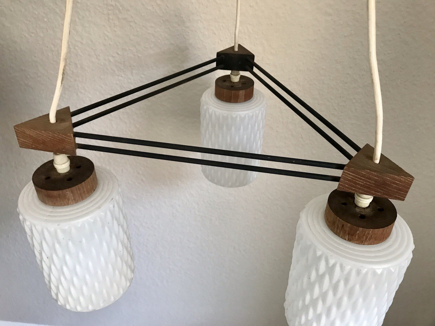Vintage Alt 60er Leuchte Deckenleuchte Lampe Leuchte String Ära MCM Teak Tripple