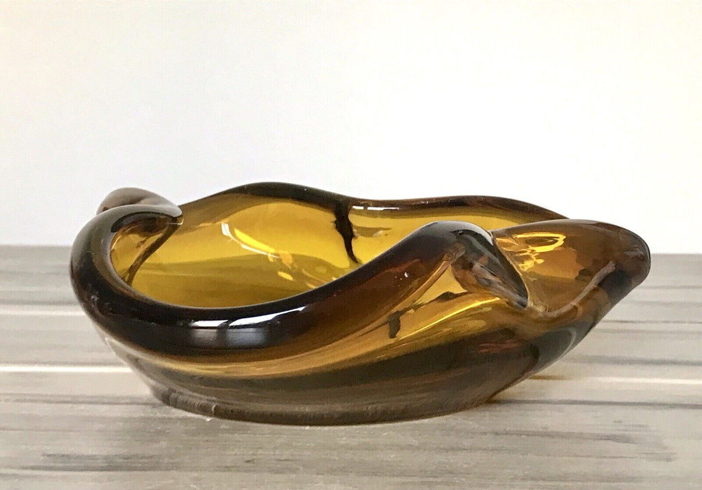 Vintage Murano Barovier ? 60er 70er Schale Glas Bernstein Gelb Amber