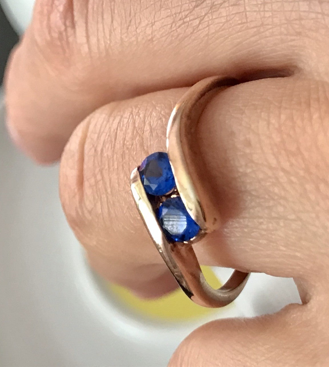 Vintage Ring blaue Steine Saphire?  Silber 925 vergoldet ~Gr.64