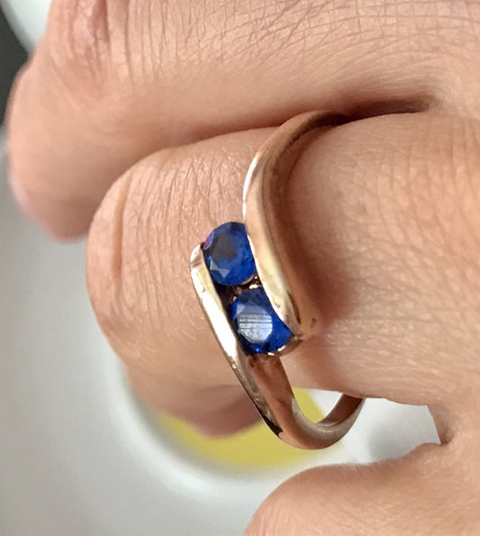Vintage Ring blaue Steine Saphire?  Silber 925 vergoldet ~Gr.64