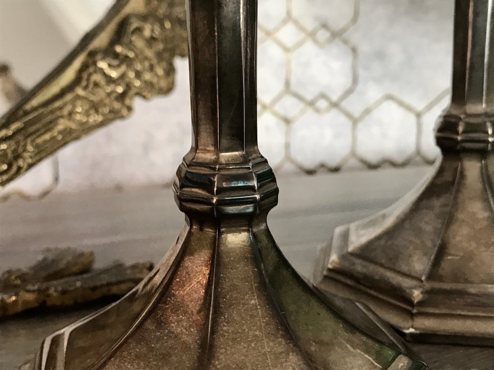 Antik 2 Kerzenleuchter Kerzenständer Art Déco Leuchter versilbert