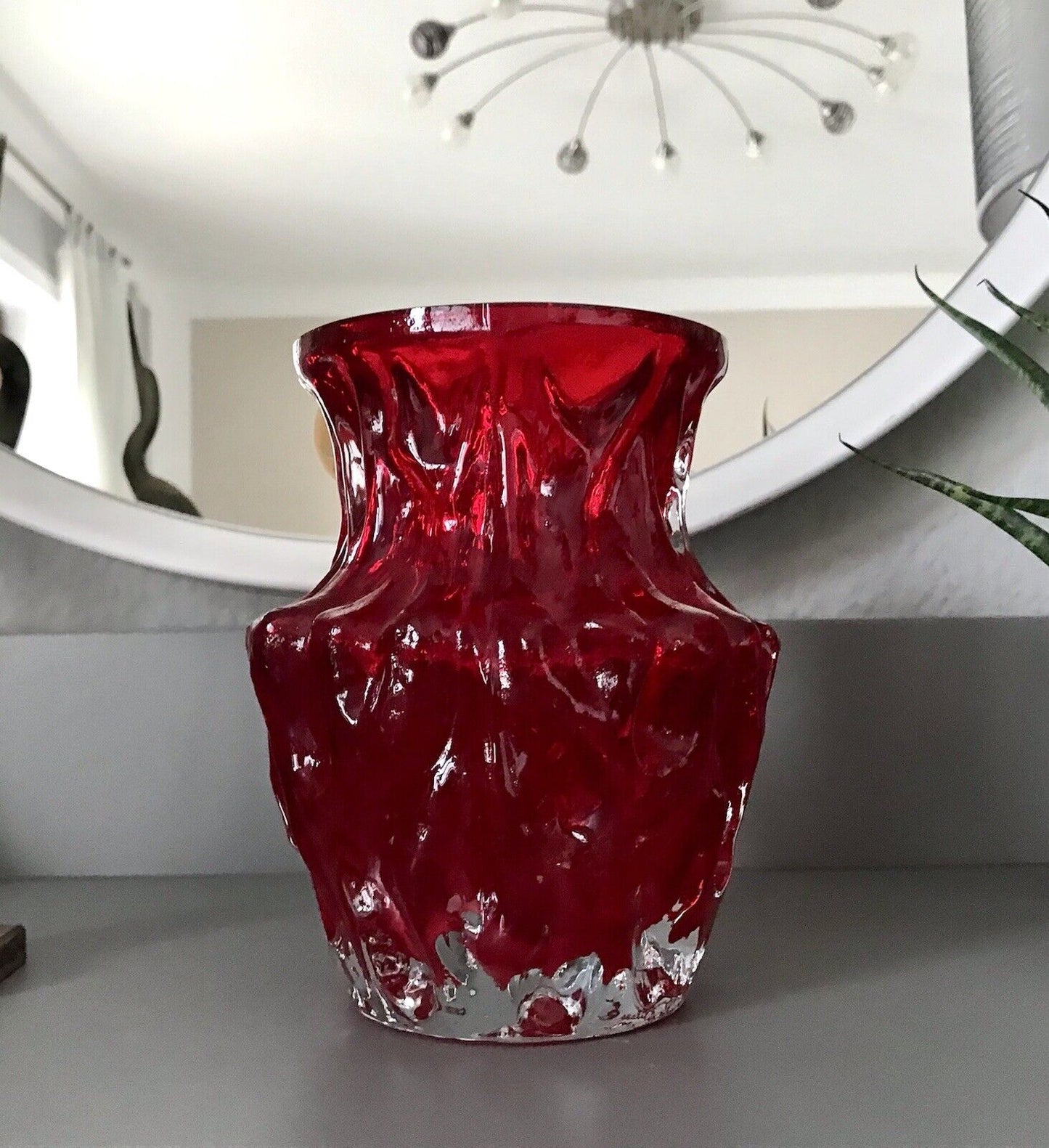 70er Jahre rot Glas Vase Blumenvase Glasvase Glas By Kurt Wokan Ingrid Hütte