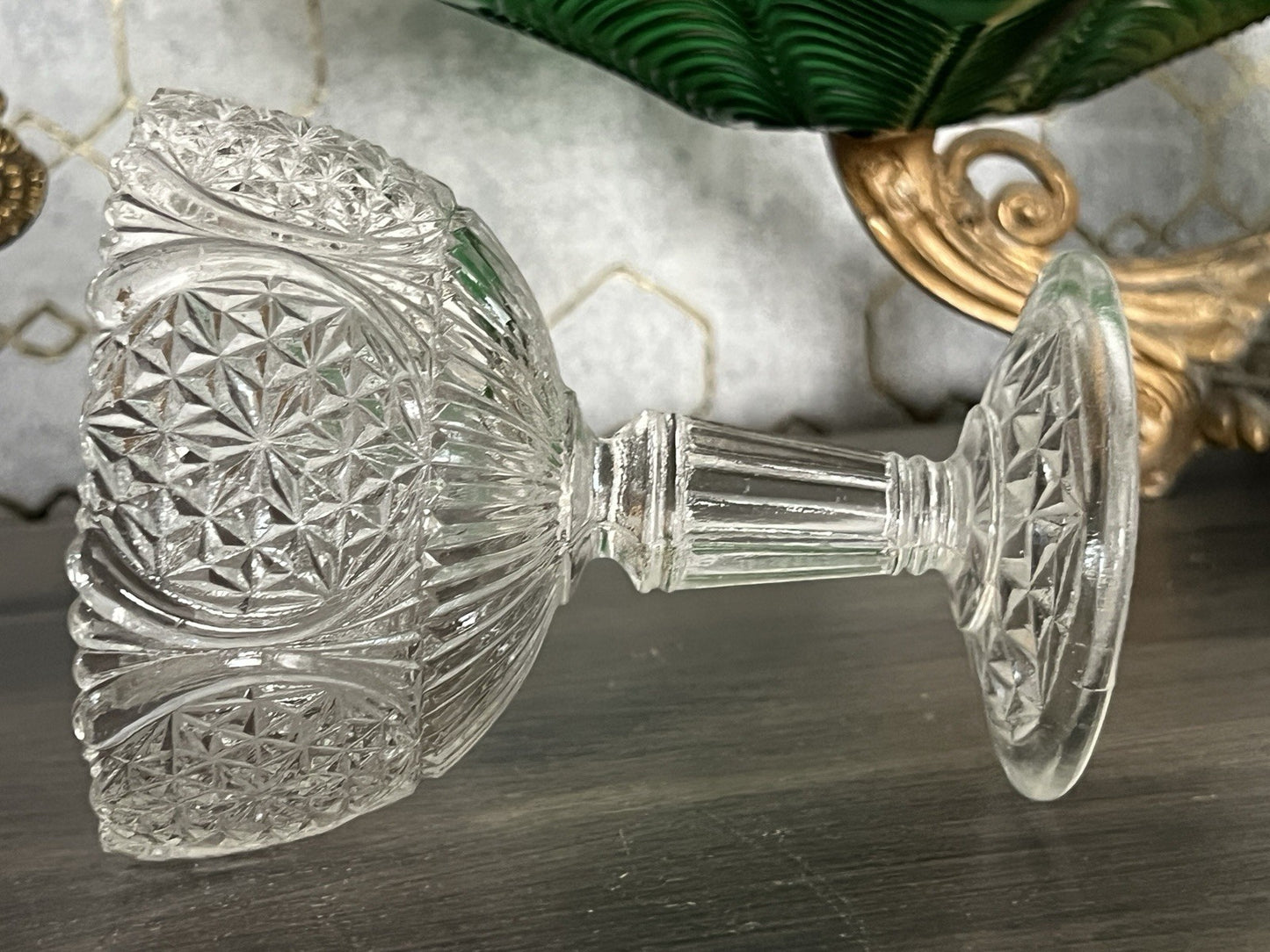 Antik Jugendstil Pressglas Glas Fußschale Schale Zuckerschale