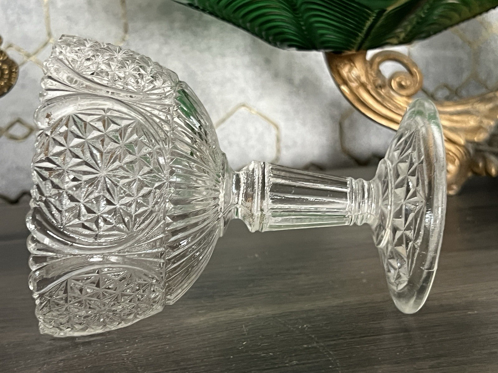 Antik Jugendstil Pressglas Glas Fußschale Schale Zuckerschale