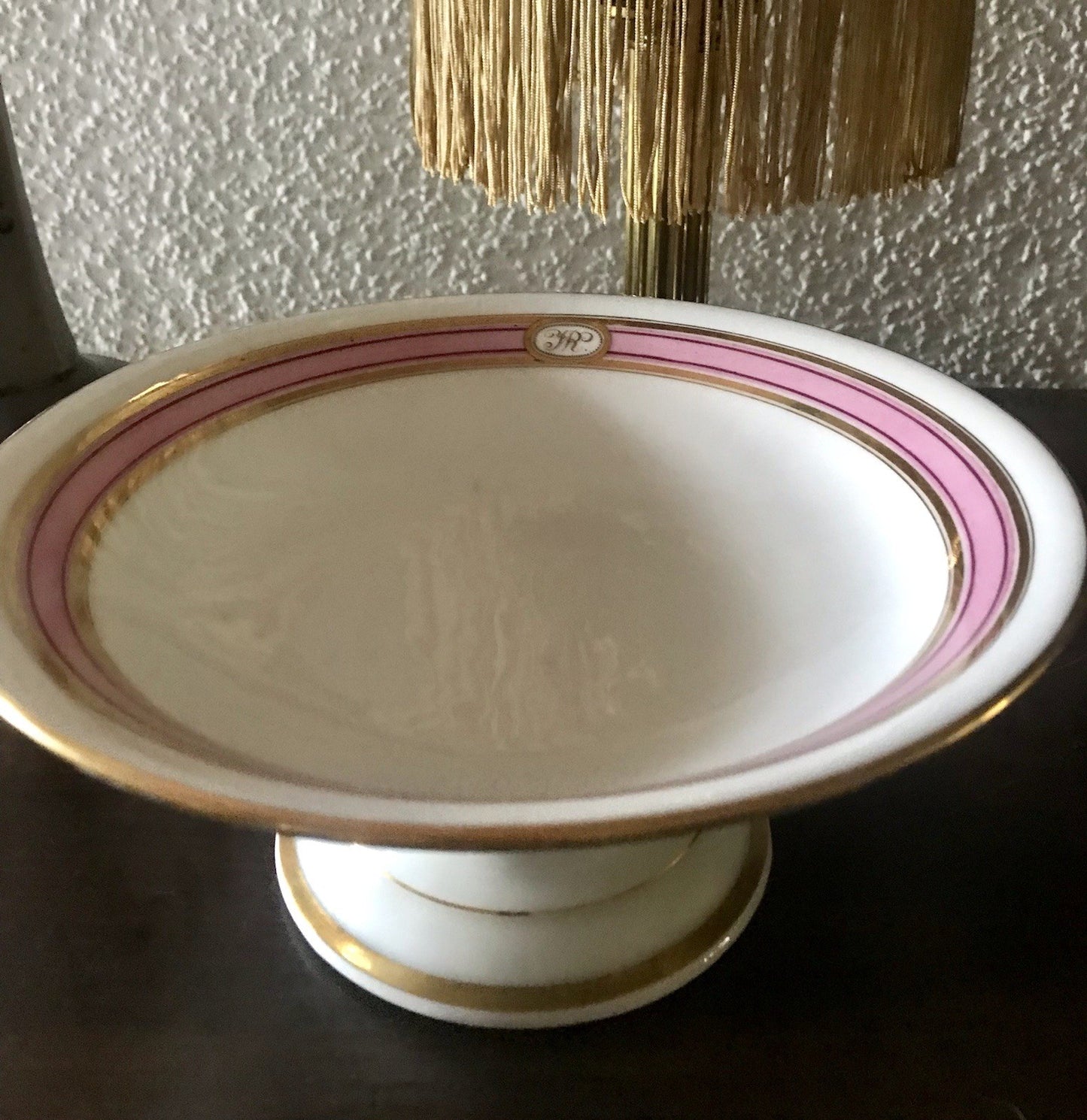 Antik Biedermeier Porzellan Fußschale Schale auf Fuß  ~1845 Ligatur Monogramm JR