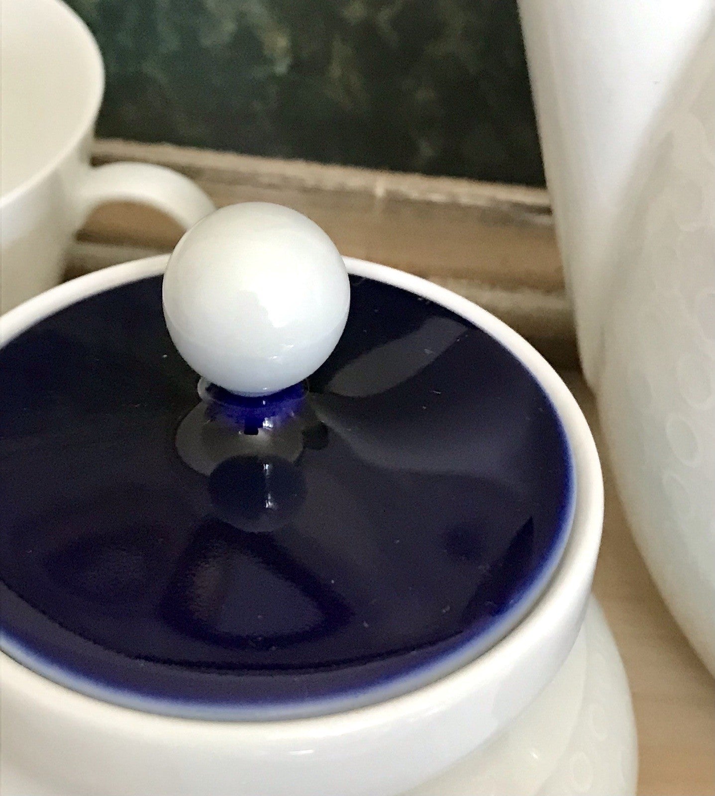 Ak Kaiser Porzellan Kaffeeservice 12 Personen Design weiß kobaltblau mit Relief