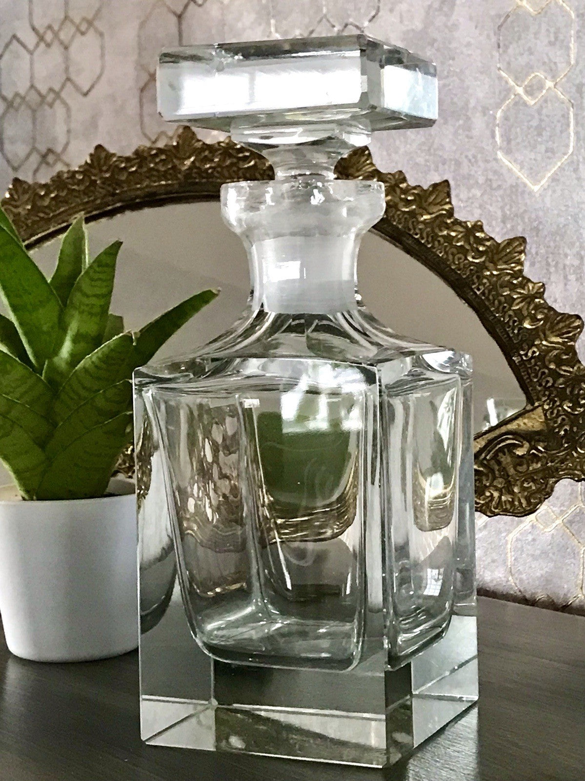Antik ? Art Déco Kristallglas Design Moser? Posselt ? Karaffe EDEL geometrisch