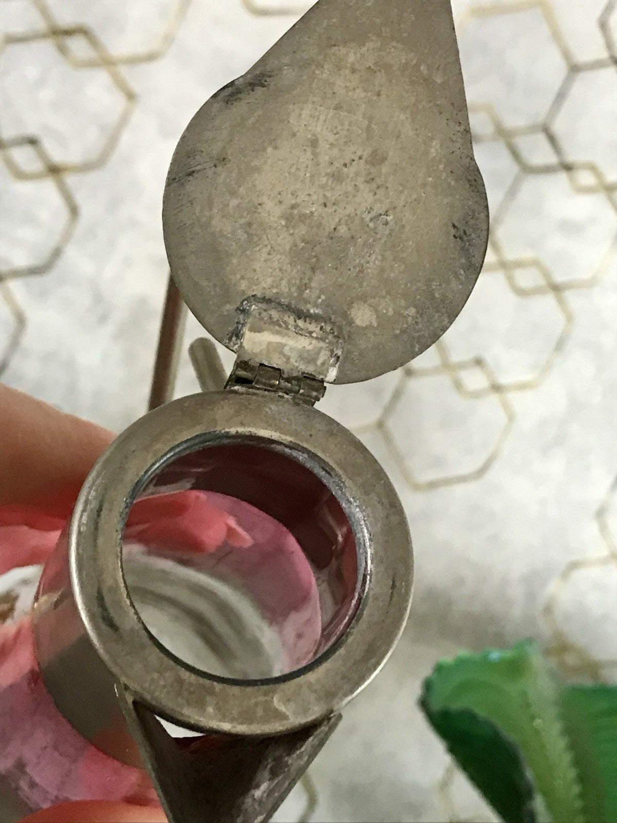 Antik Karaffe Dekanter Metallmontur Kristallglas rubinrot optisch gerippt Edel!