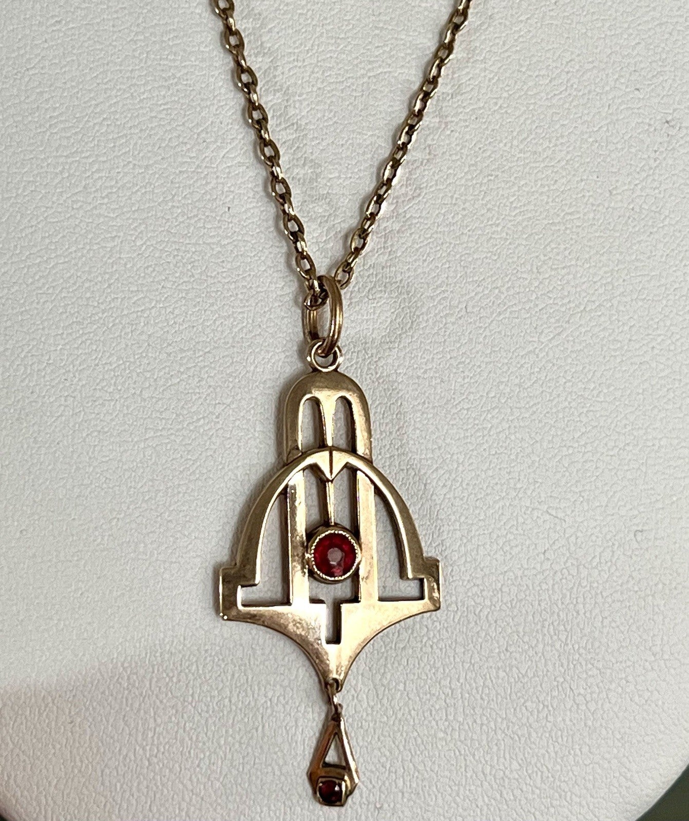 Antik Edel reines Jugendstil Halskette & Anhänger vergoldet Tombak? Amerik.?