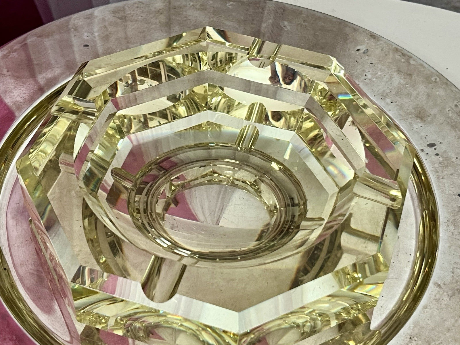 Antik? 3020g! Vintage Murano ? Aschenbecher Ascher Citrin gelb Kristallglas