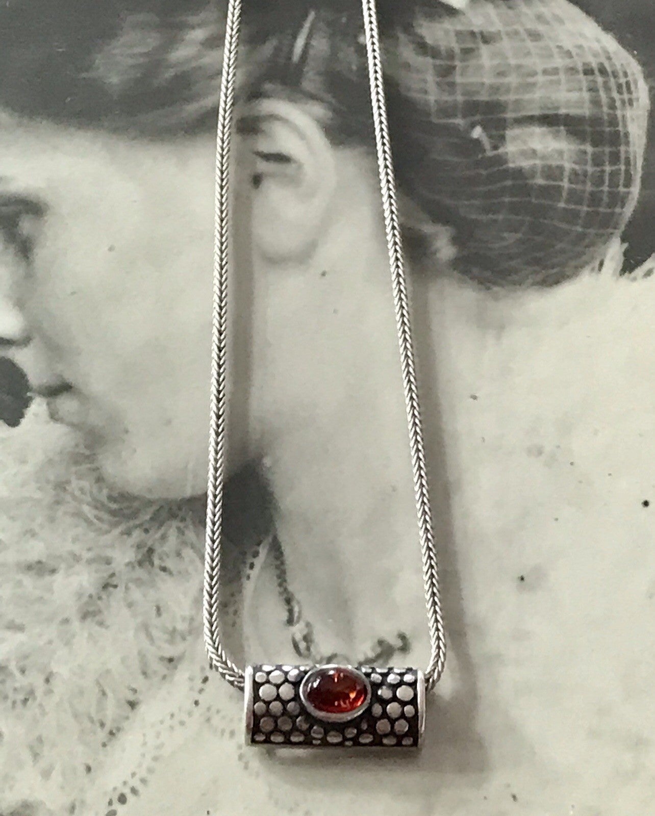 Vintage Edel Halskette 925 Anhänger Kettenanhänger Silber 925 Bernstein