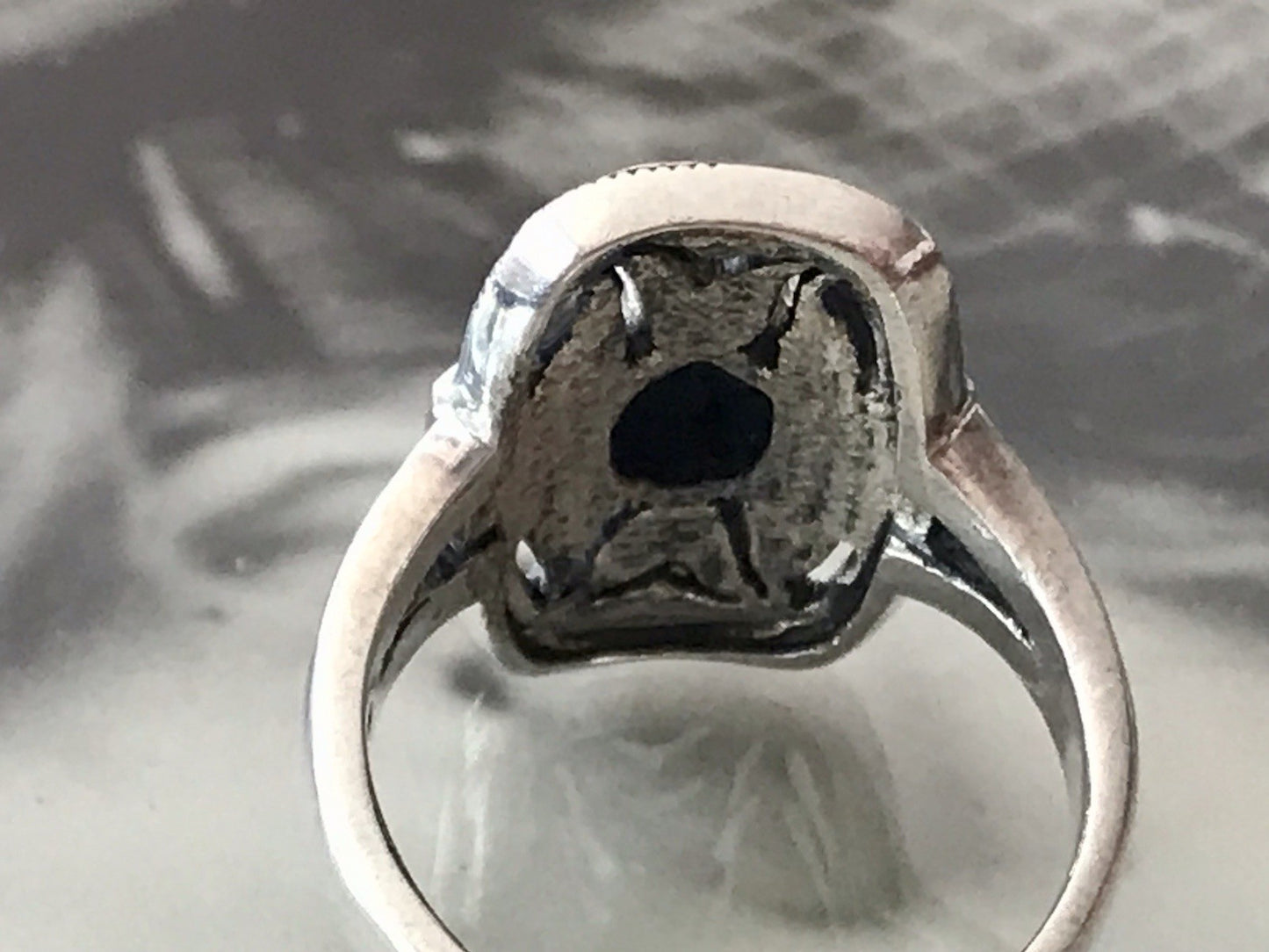 Antik Art Déco Damen Schiffchen Ring 925 Silber Gr.60 Onyx Markasite