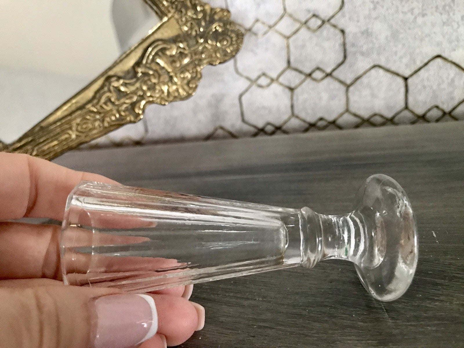 Antik uralt 1x Glas Likör Schnapsglas  Pressglas kantiges Design