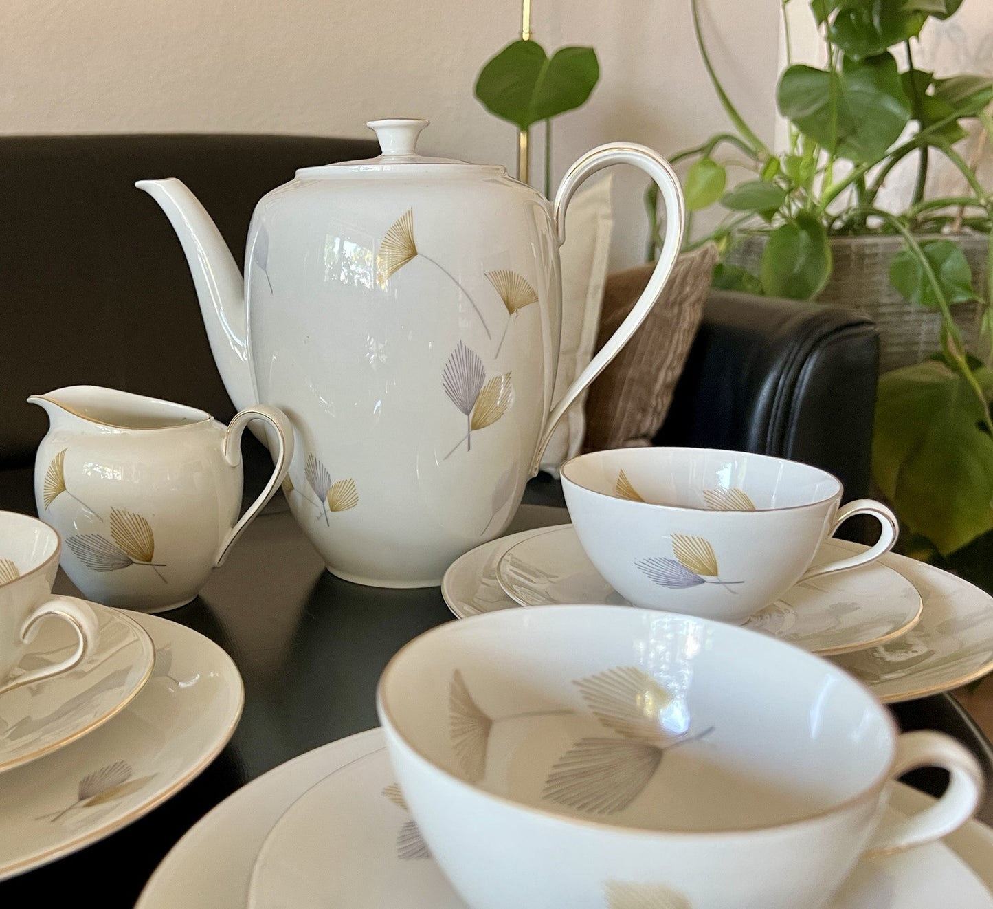 Edel Vintage Seltmann Weiden Porzellan Kaffeeservice 6 Pers. Elfenbein MCM
