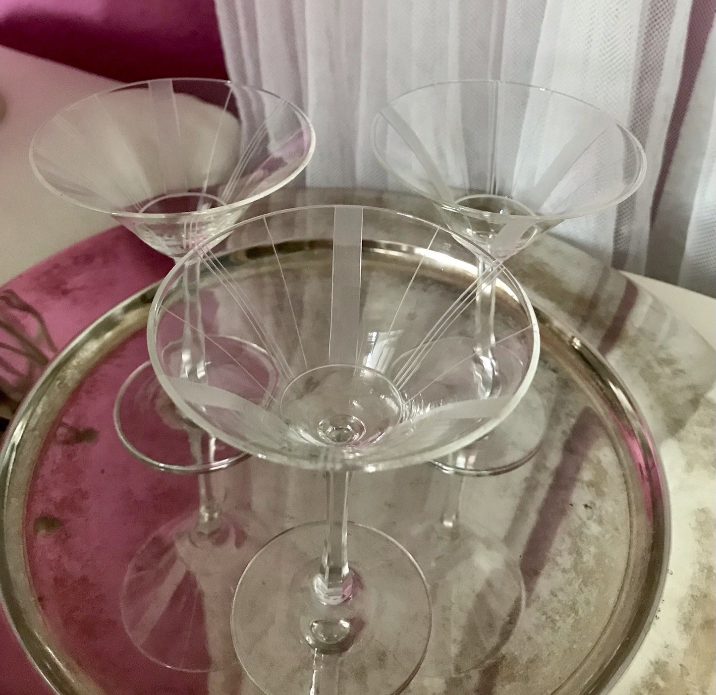 Antik Art Déco 3x Likörglas Gläser Zeus Otto Rakel 40er Weisswasser Silberstreif