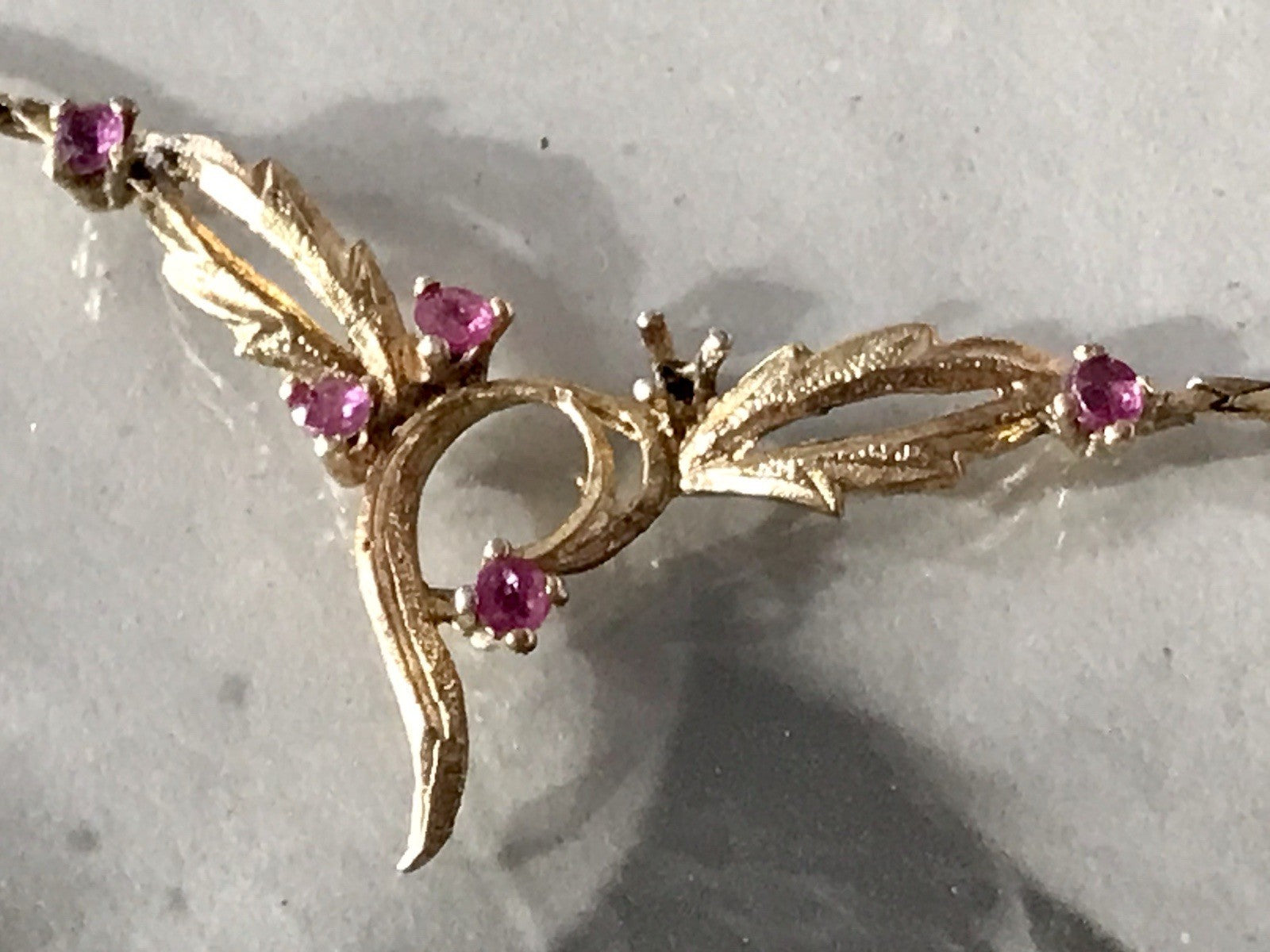 Antik Edel Jugendstil 925 Silber vergoldet Collier Halskette Rubine ?