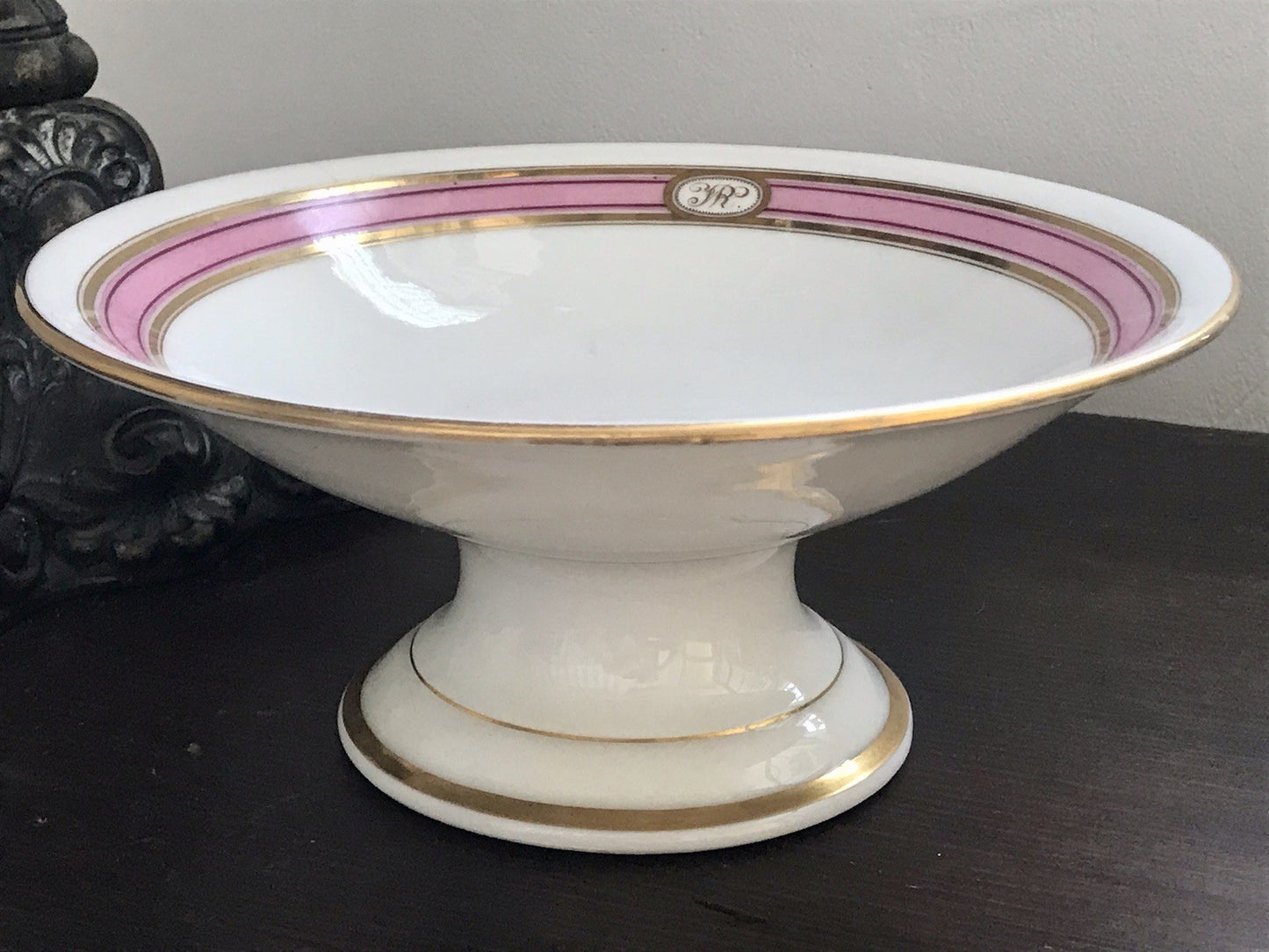 Antik Biedermeier Porzellan Fußschale Schale auf Fuß  ~1845 Ligatur Monogramm JR