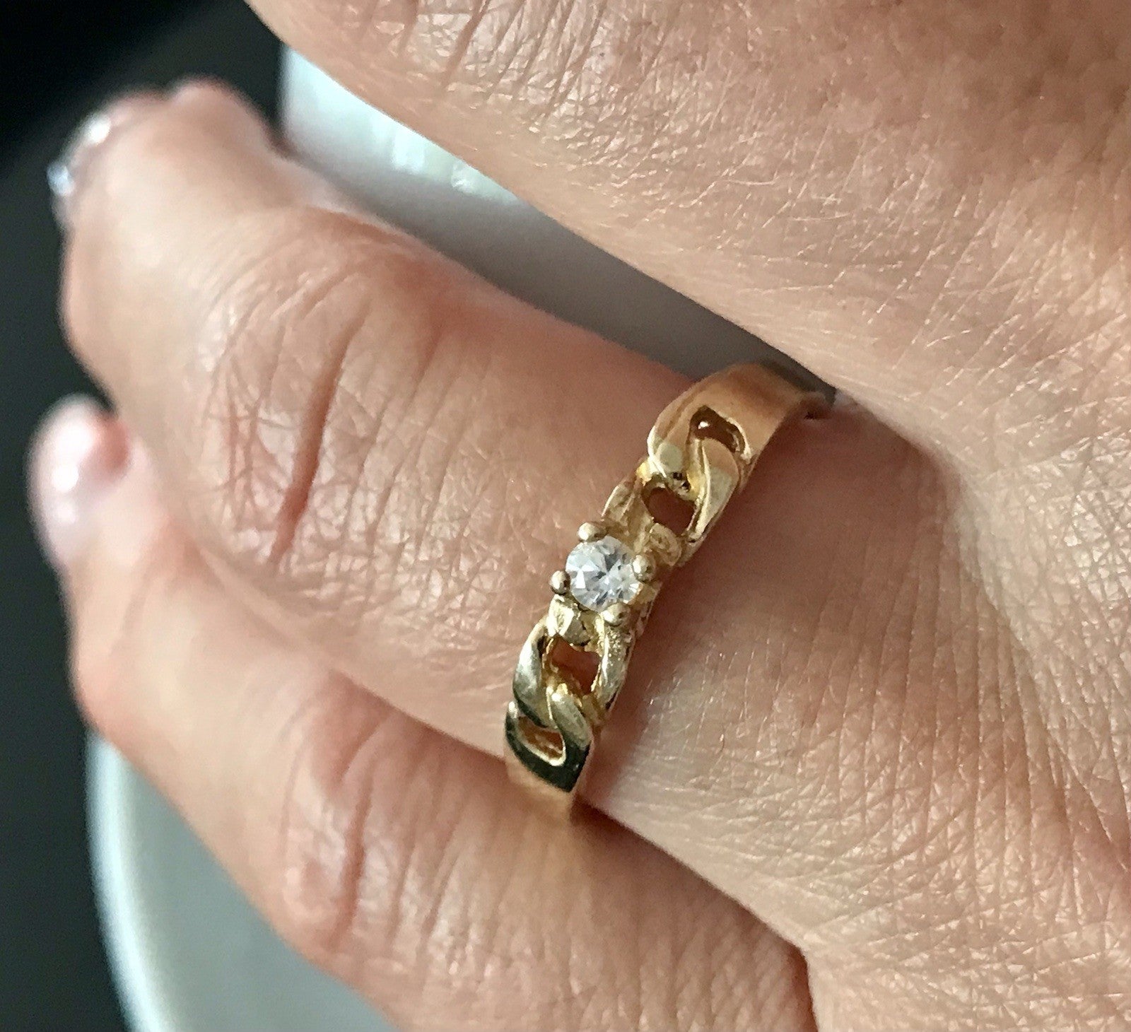 Vintage Damen Ring Silber 925 Gr.59 farbloser Stein Solitär 18,8 vergoldet