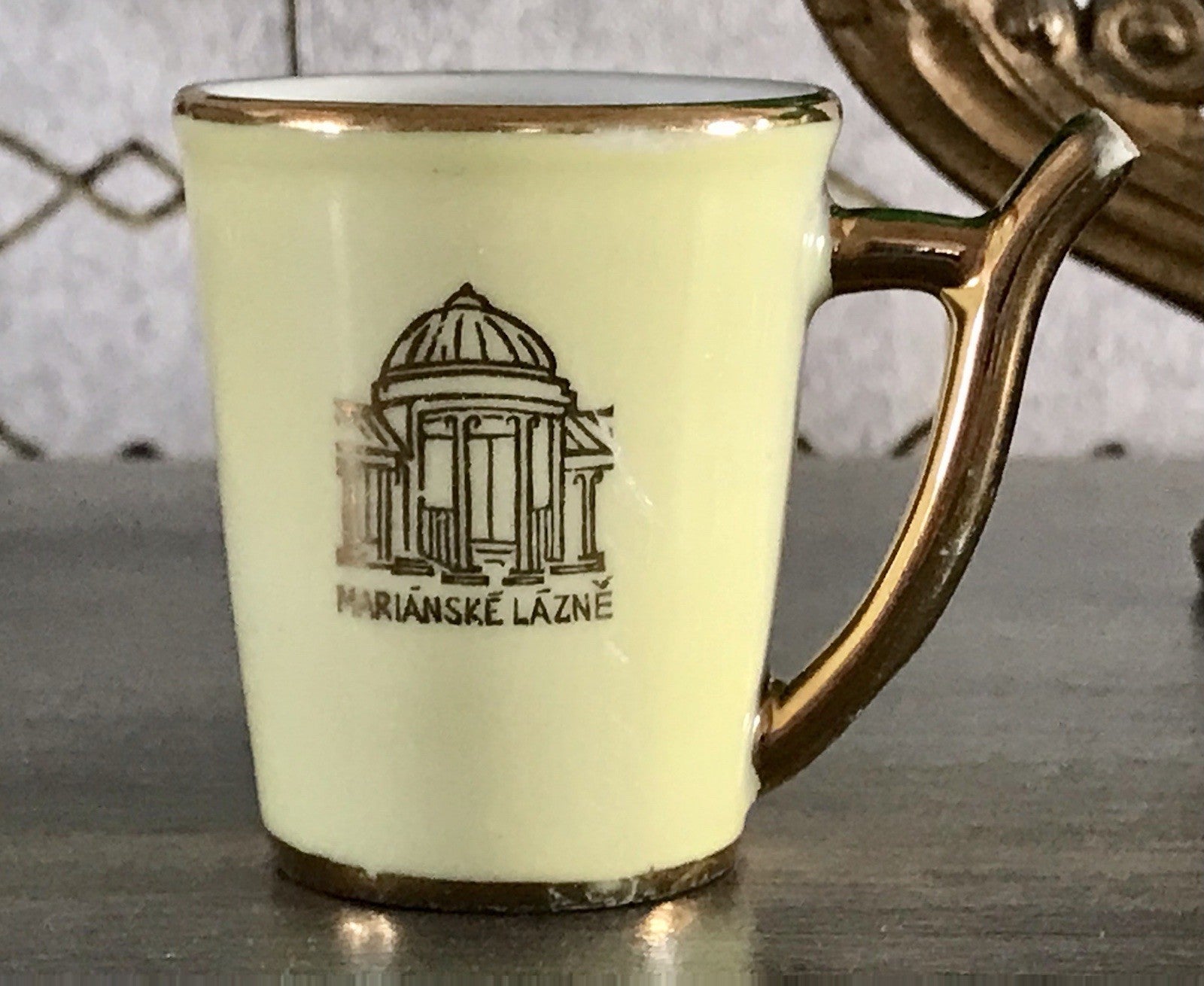 Antik Porzellan Andenken Becher Kurbecher Tasse Marianske Lazne