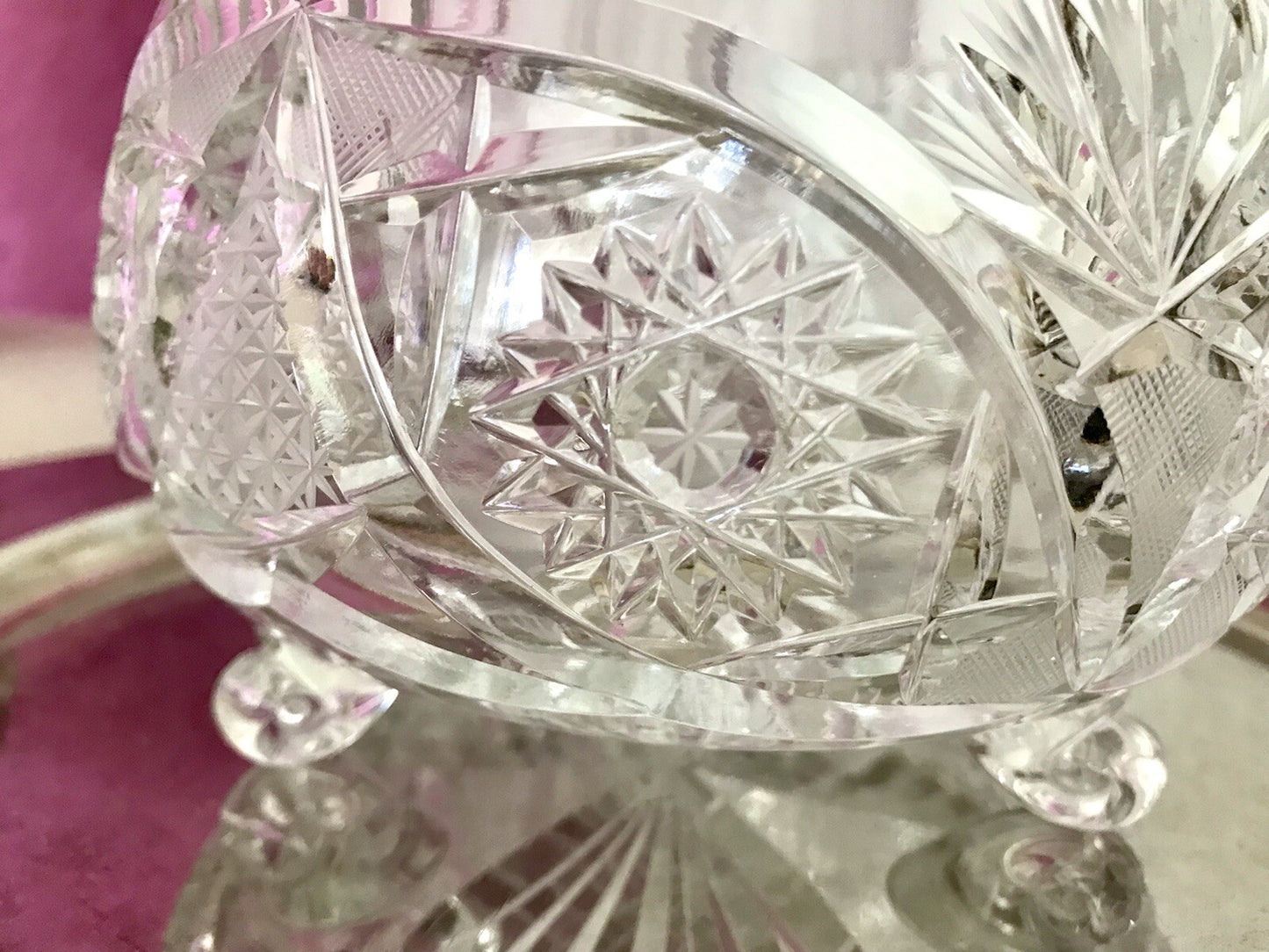 Alt Vintage Bleikristall Bonboniere Schale Glas edel Kristallglas PRL Polen