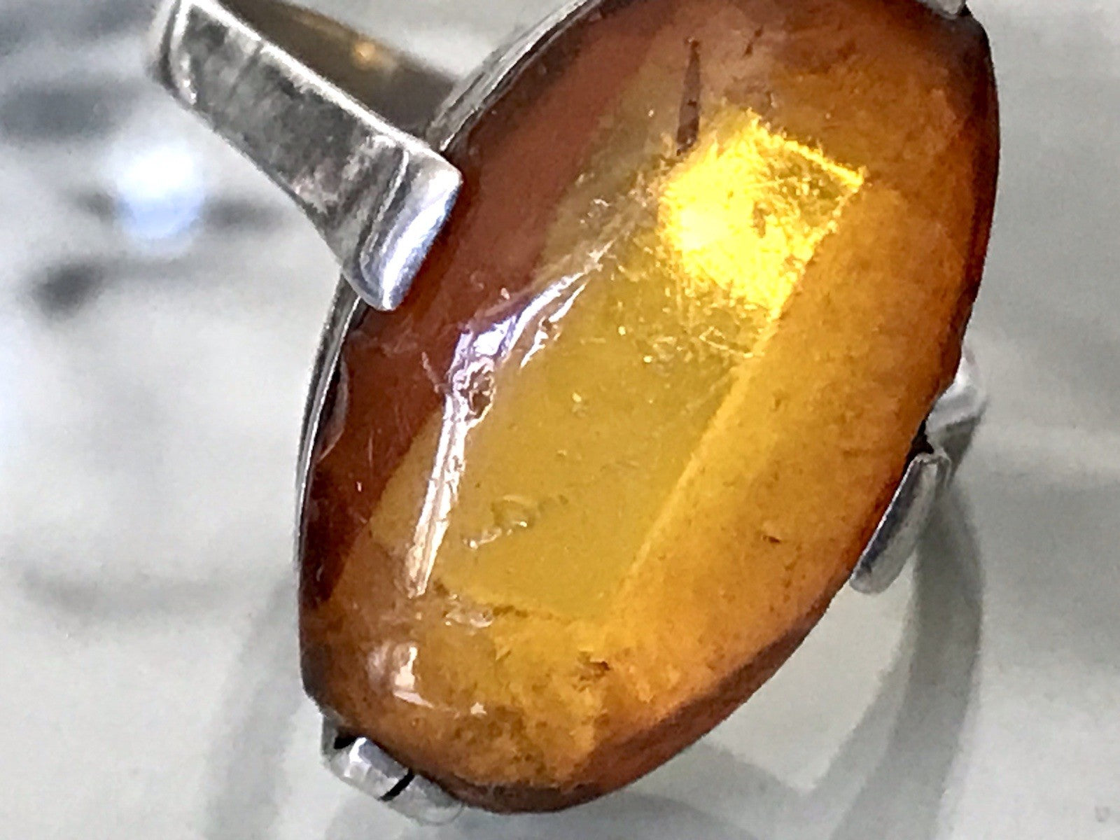 Alt Vintage Edel Bernstein DAMEN RING Silber 835 Super Design Gr. 56 57 schön!