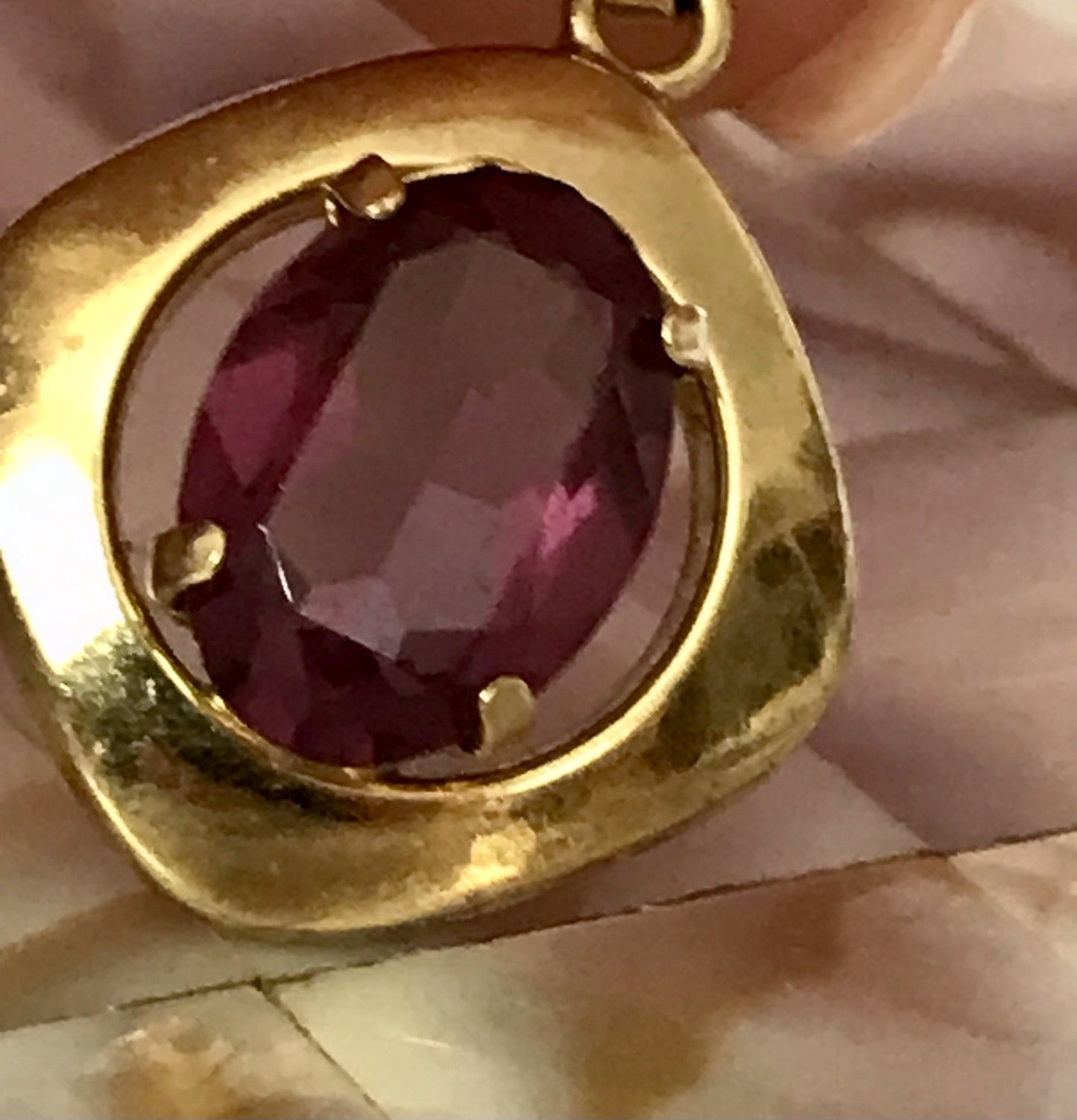 Vintage Designer Anhänger lila Stein Amethyst? Amerik. Doublè vergoldet