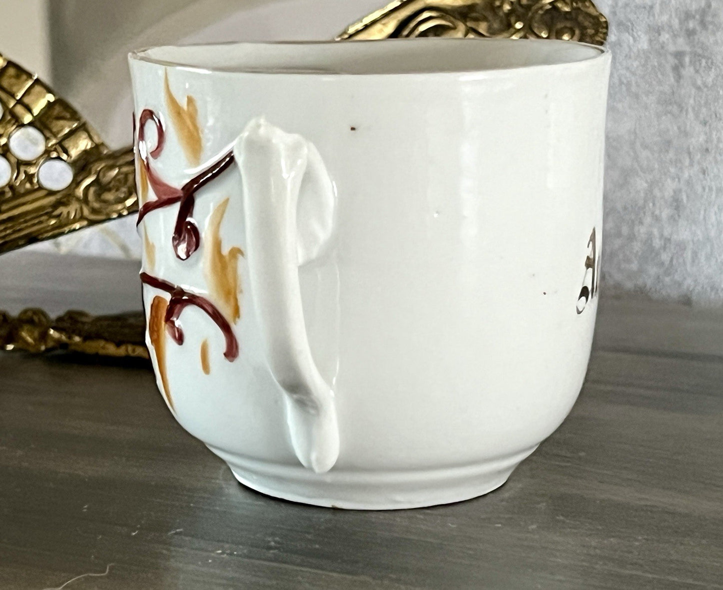 Antik Rosenhäferl Porzellan Andenken Tasse Zum Andenken Stucktasse Barttasse