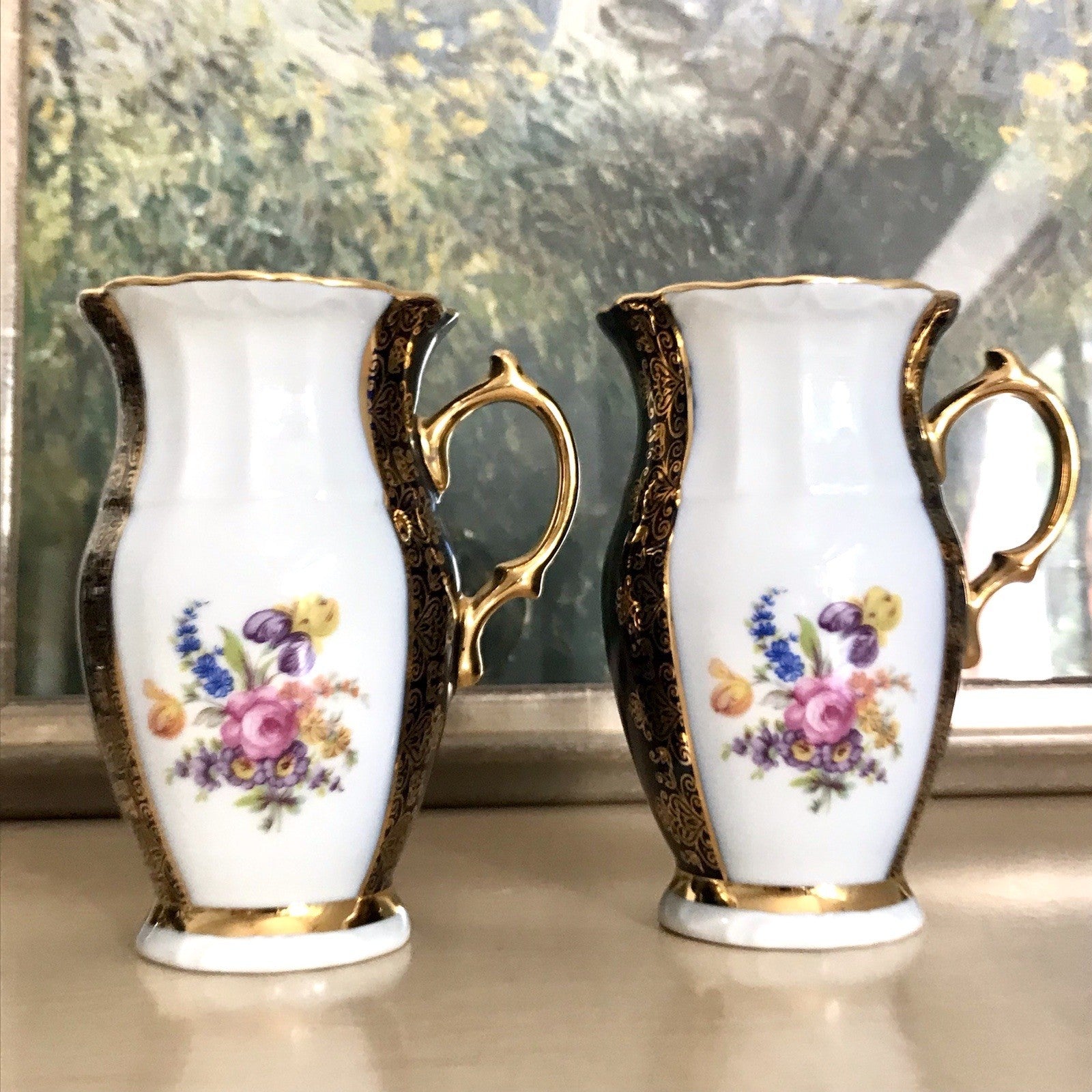 1 x Alt Porzellan Becher Tassen Kännchen? Echt Kobalt Golddekor bunt Haas&Czjzek