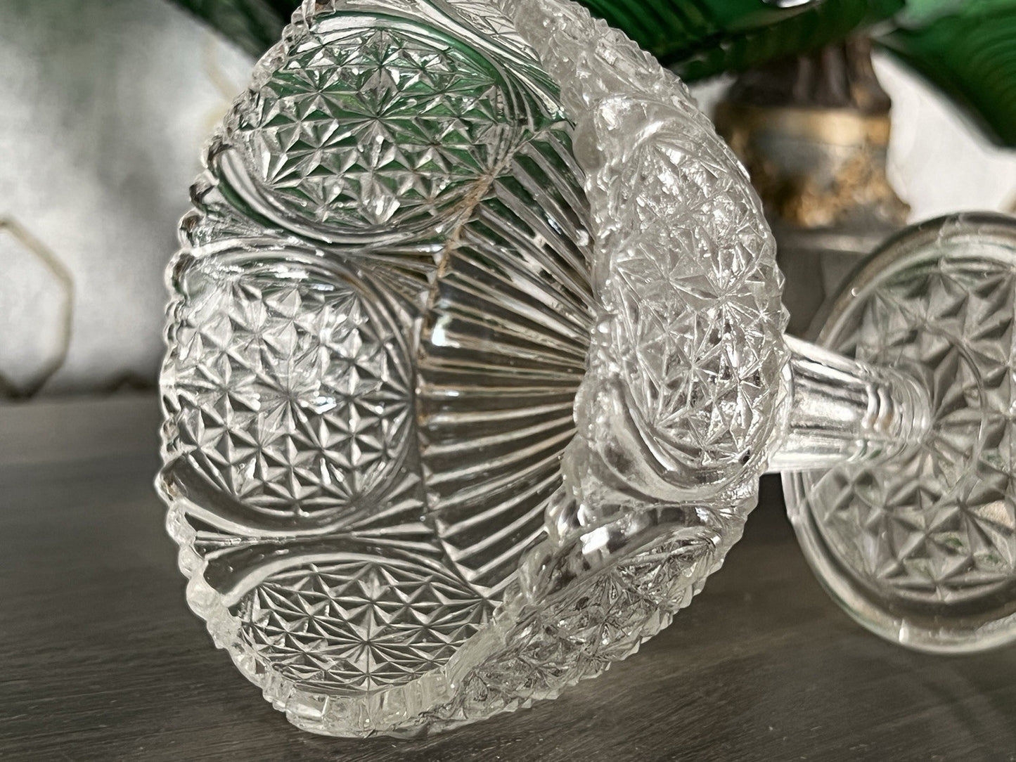 Antik Jugendstil Pressglas Glas Fußschale Schale Zuckerschale