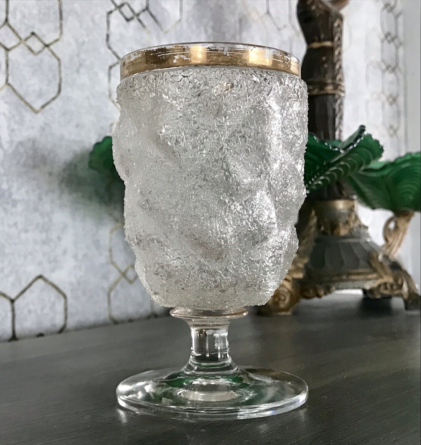 Antik 1 (von 10) Fußbecher Kelch Becher Weinglas Pokalglas Kristallglas? ~1870