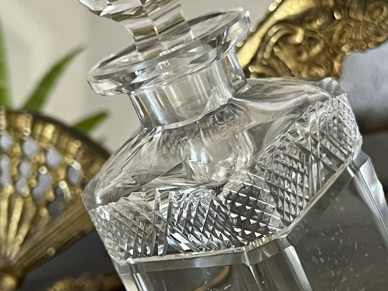 Antik Baccarat 1x Flakon Parfüm kleine Glaskaraffe Schnitt Bleikristall