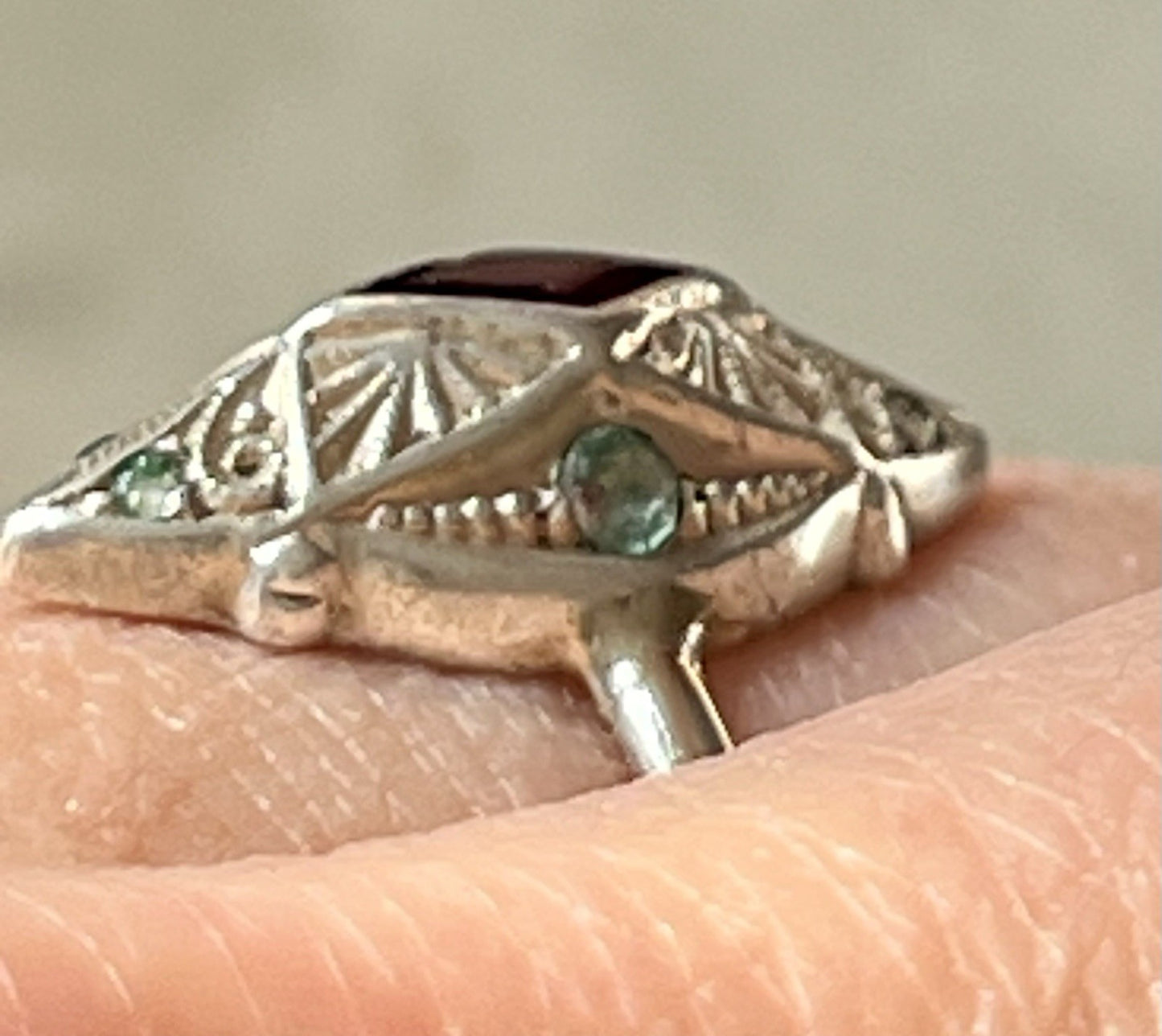 Antik Art Déco Damen Ring bunte Steine Silber 800 Gr.51/52