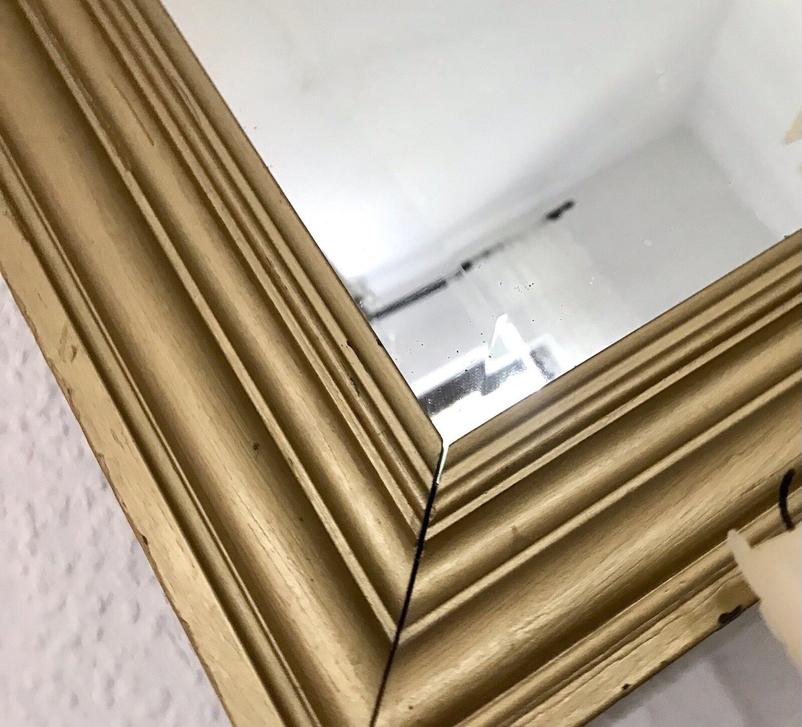 Antik Spiegel facettiert 1900-20 Jugendstil Art Déco Weichholz Wandspiegel gold