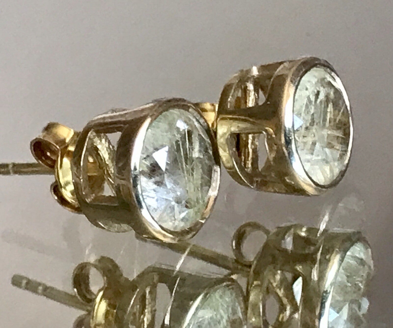 Ohrringe Ohrstecker DAMEN Silber vergoldet gold Bergkristall? Einschlüsse