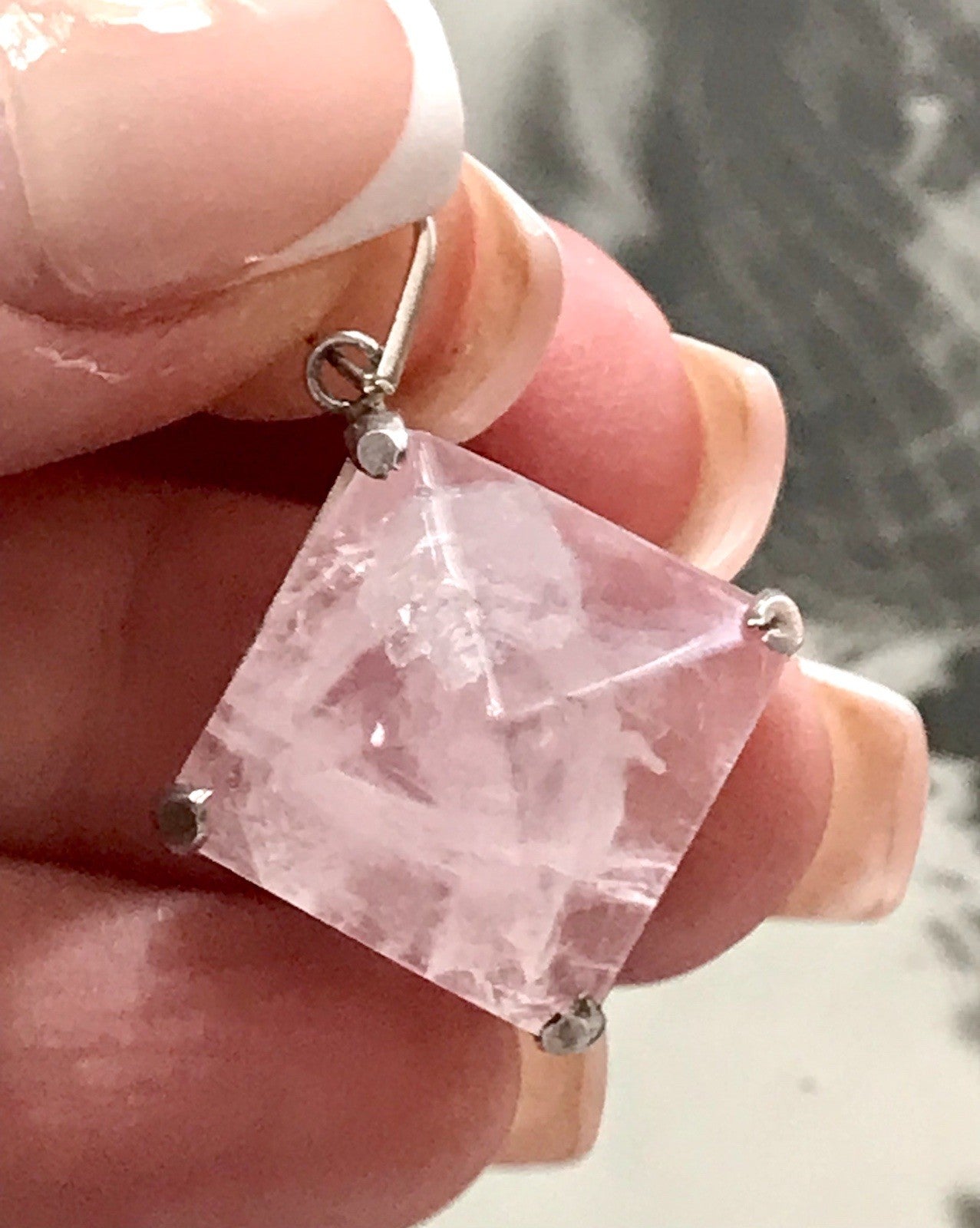 Anhänger Silber Halskette Anhänger Rosenquarz Pyramide Herzaktivierer