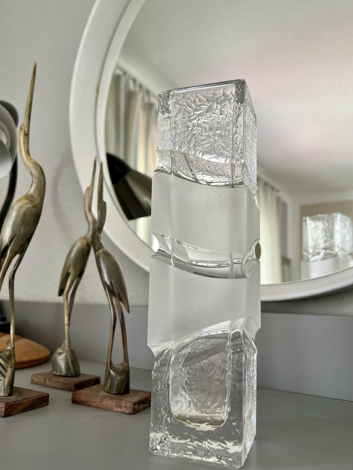 Vintage Peill&Putzler 60er 70er Glas Vase Blockvase Glasvase Polar schwer