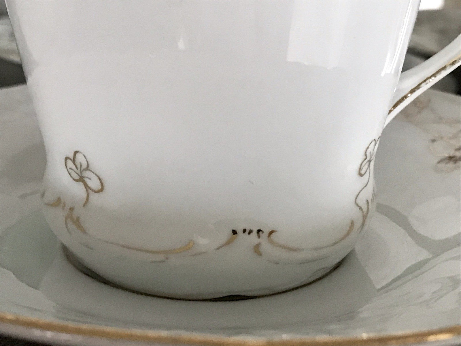 Antik reines Jugendstil Porzellan Kaffeeservice weiß gold 5 Pers. WOW!