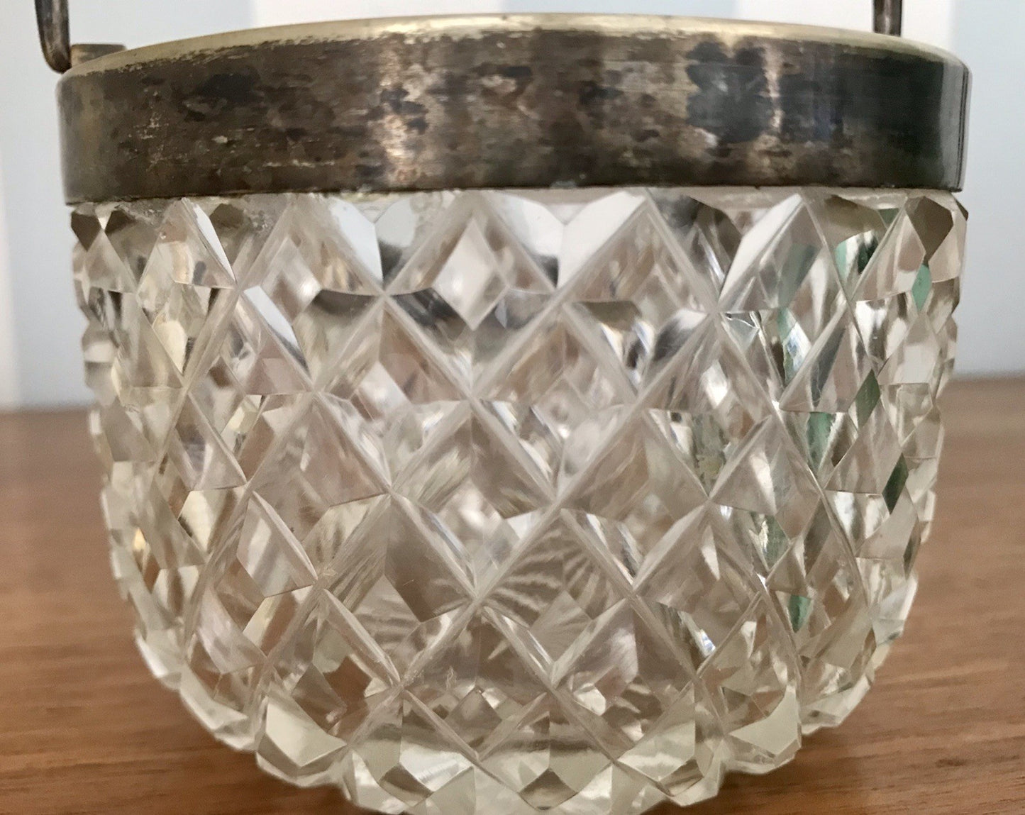 Antik Bonboniere Glasdose Dose Bleikristall edel Schliff Baccarat? versilbert