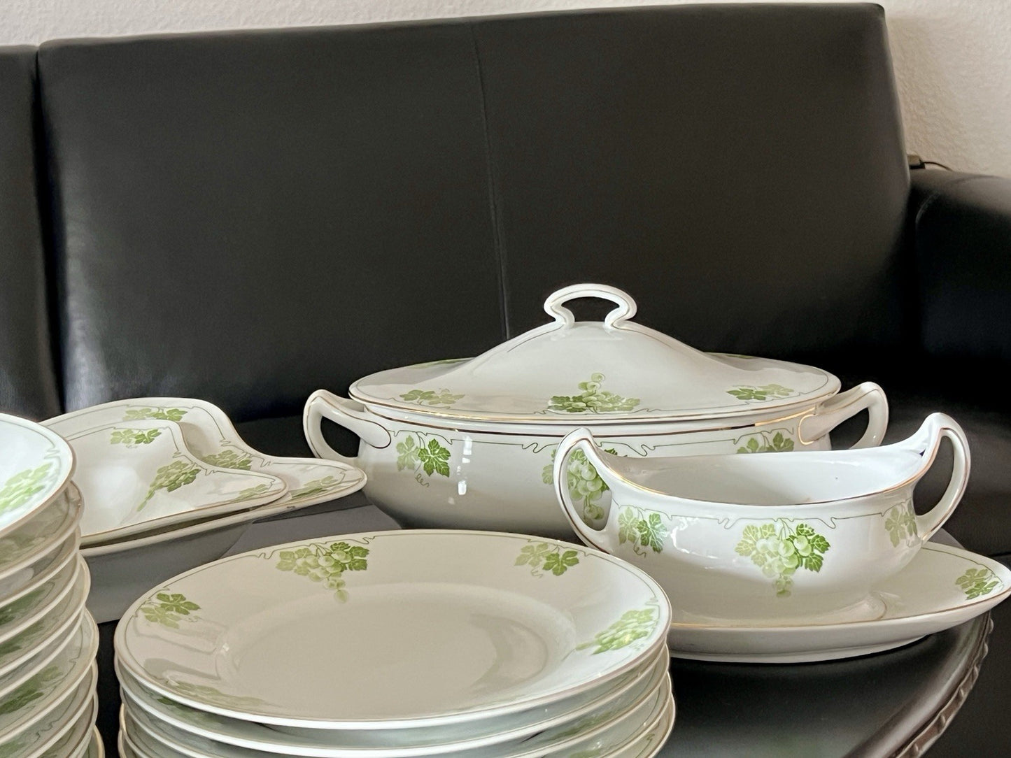 Antik Jugendstil Porzellan Tafelservice 11 Pers.- Kästner Saxonia Weinranken