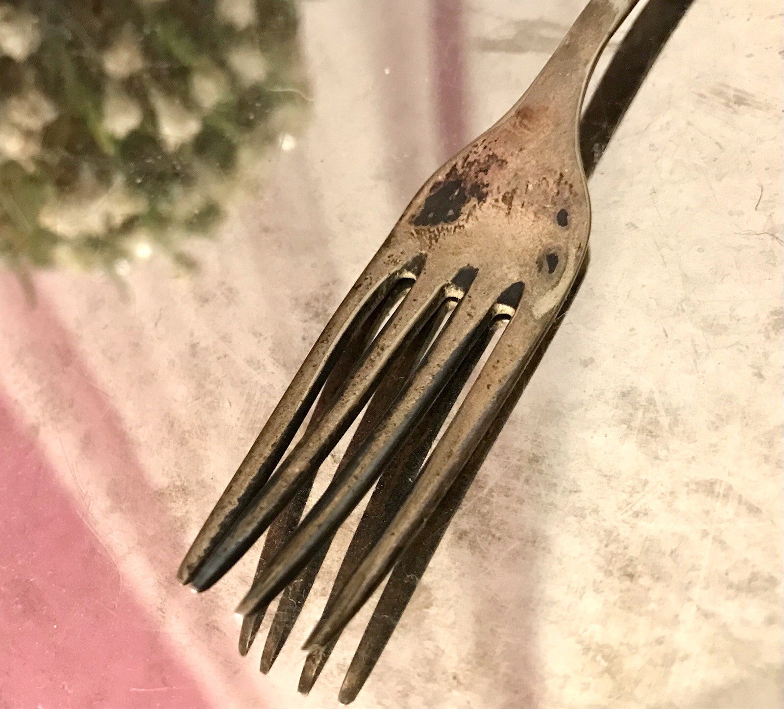 Antik Rarität Gaffel Löffel und Gabel in einem versilbert