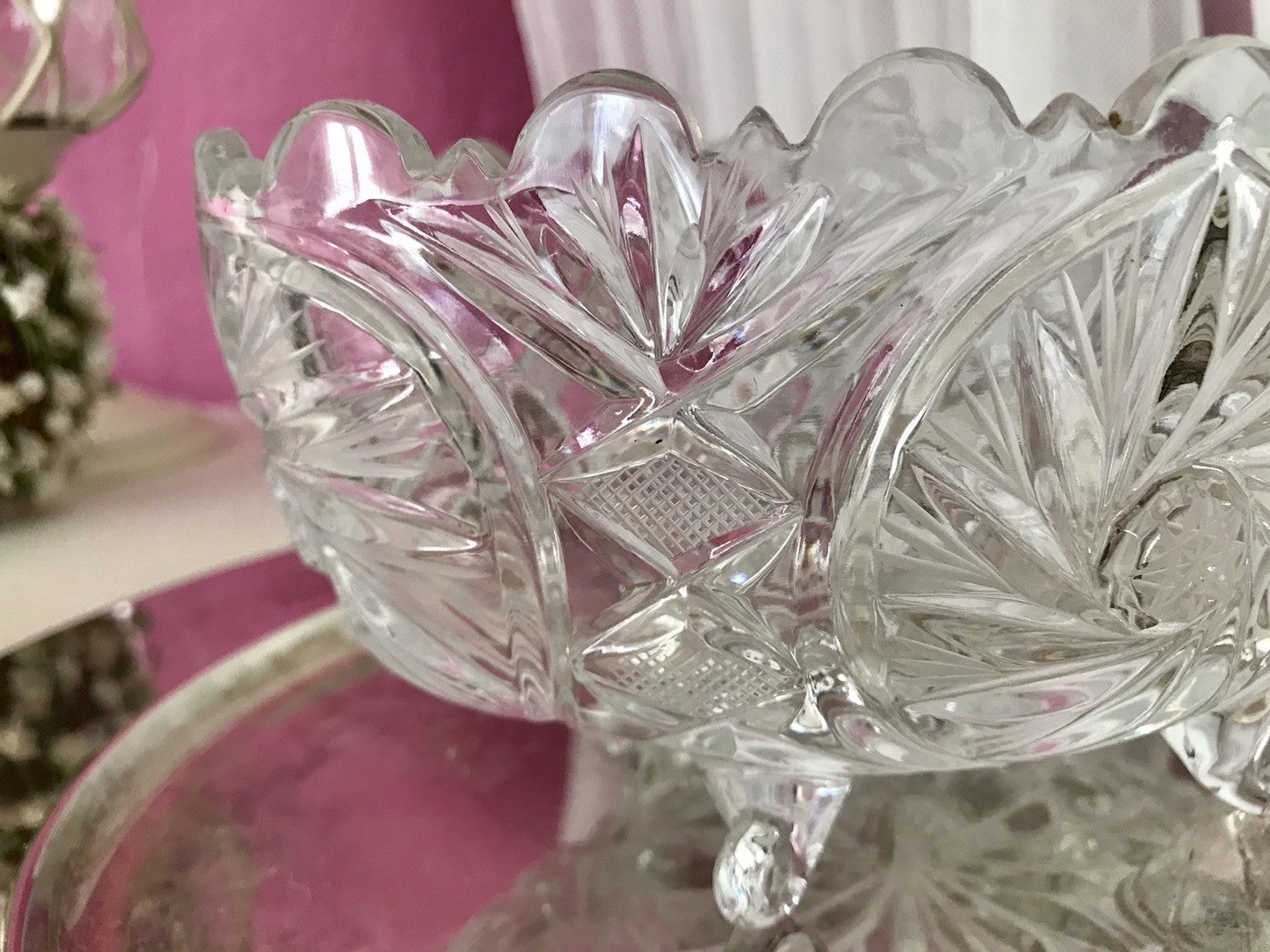 Alt Vintage Bleikristall Bonboniere Schale Glas edel Kristallglas PRL Polen