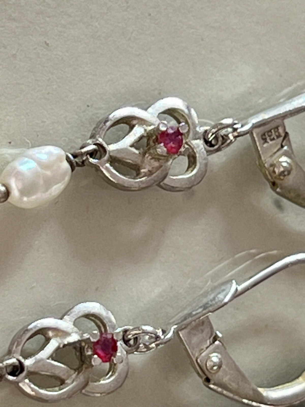 Antik Jugendstil Ohrhänger Ohrringe DAMEN Silber 835 SUPER Design barocke Perle