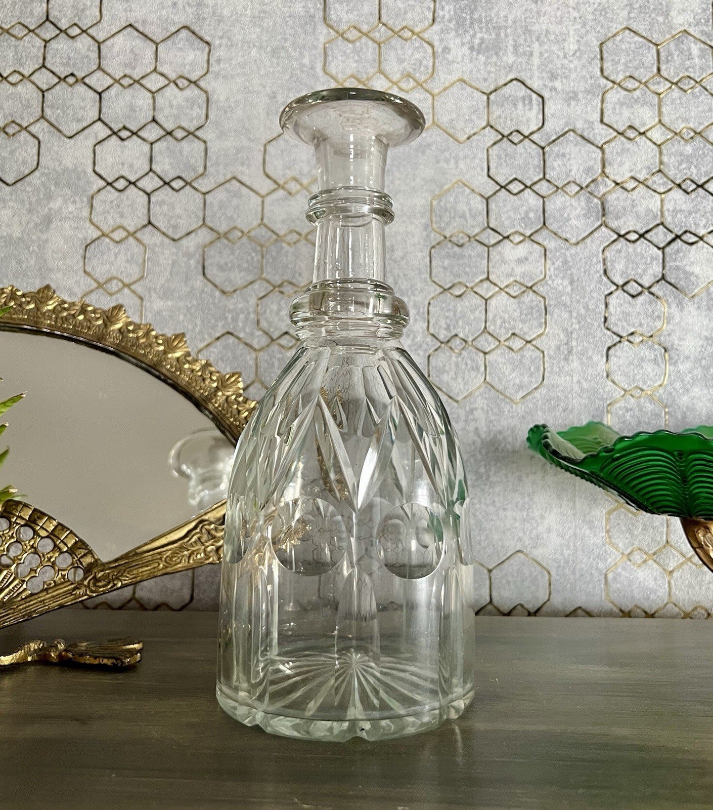 Antik Biedermeier ? groß Karaffe Weinkaraffe Dekanter Glas viktorianisch