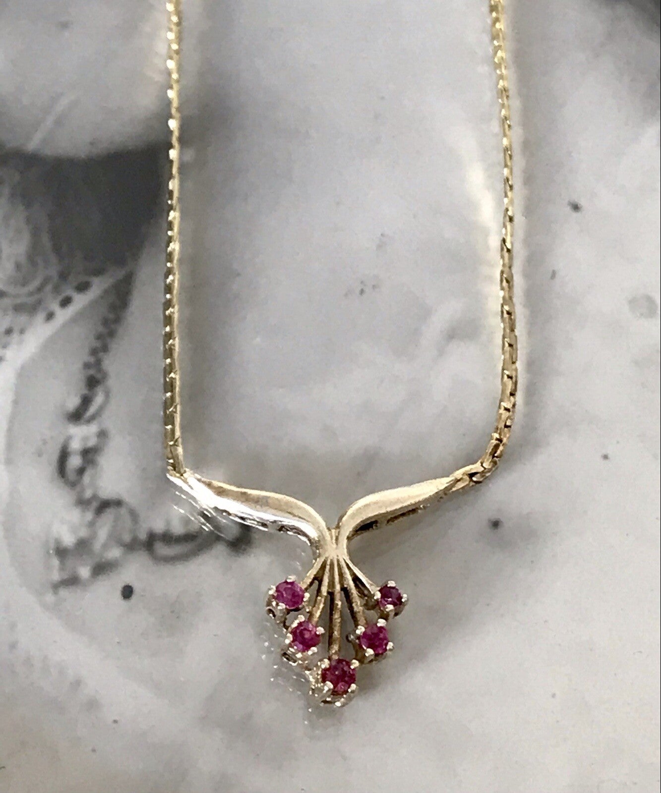 Antik Edel Jugendstil 925 Silber vergoldet Collier Halskette Rubine SCHÖN